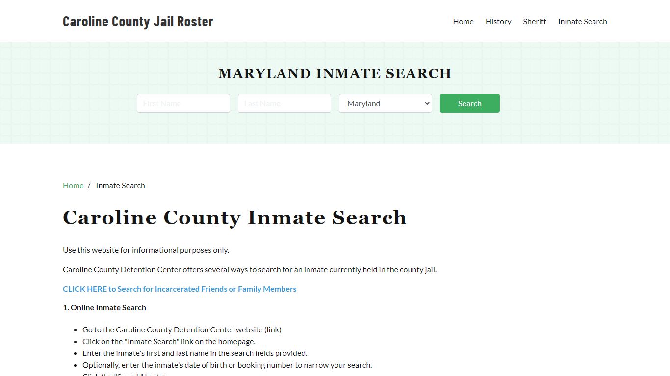 Caroline County, MD Detainee Lookup