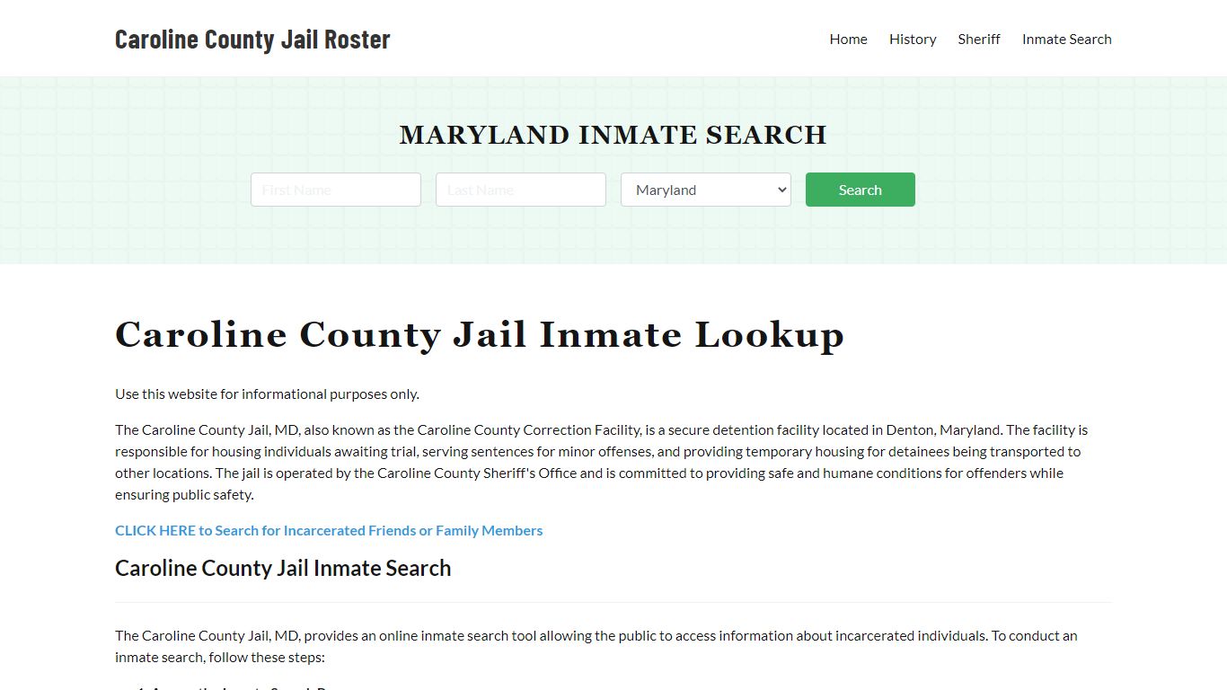 Caroline County Jail Roster Lookup, MD, Inmate Search